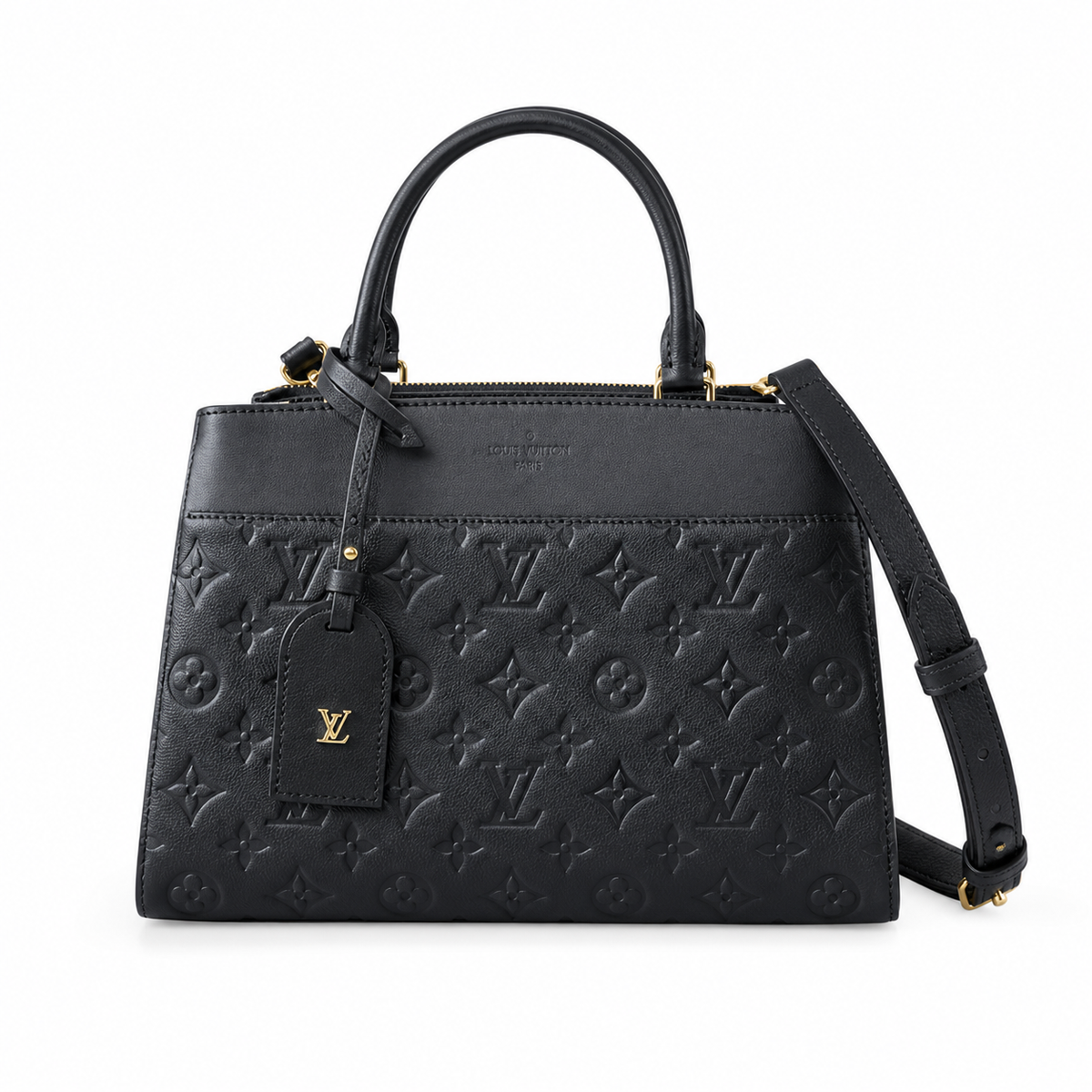 Louis Vuitton Marelle MM — Noir Empreinte, Dual Rounded Top Handles, Front Pocket & Dual Zipper