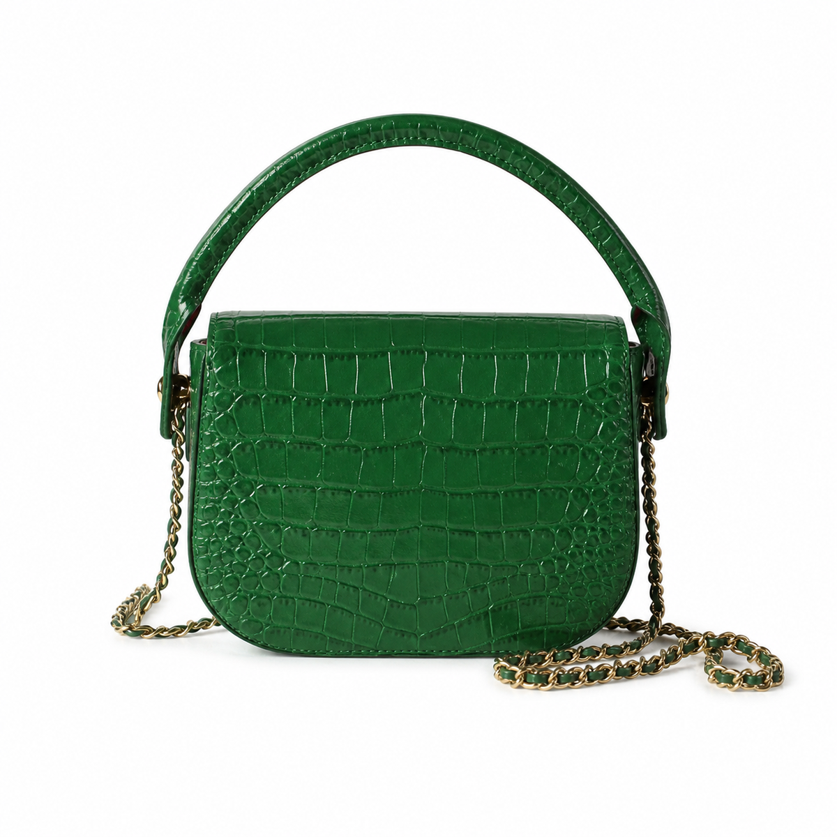 Chanel Mini Flap Croc-Embossed Emerald Top Handle Bag