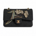 Chanel Dark Denim Classic Flap Iridescent Sequin Crystal Floral
