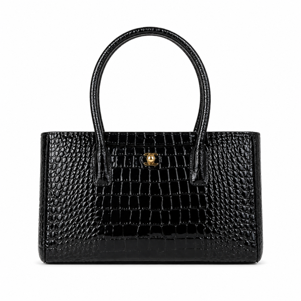 Chanel Executive Tote Black Croc-Embossed Gold Hardware