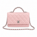 Chanel Pink Quilted Lambskin Flap Bag | Silver CC Chain Top Handle