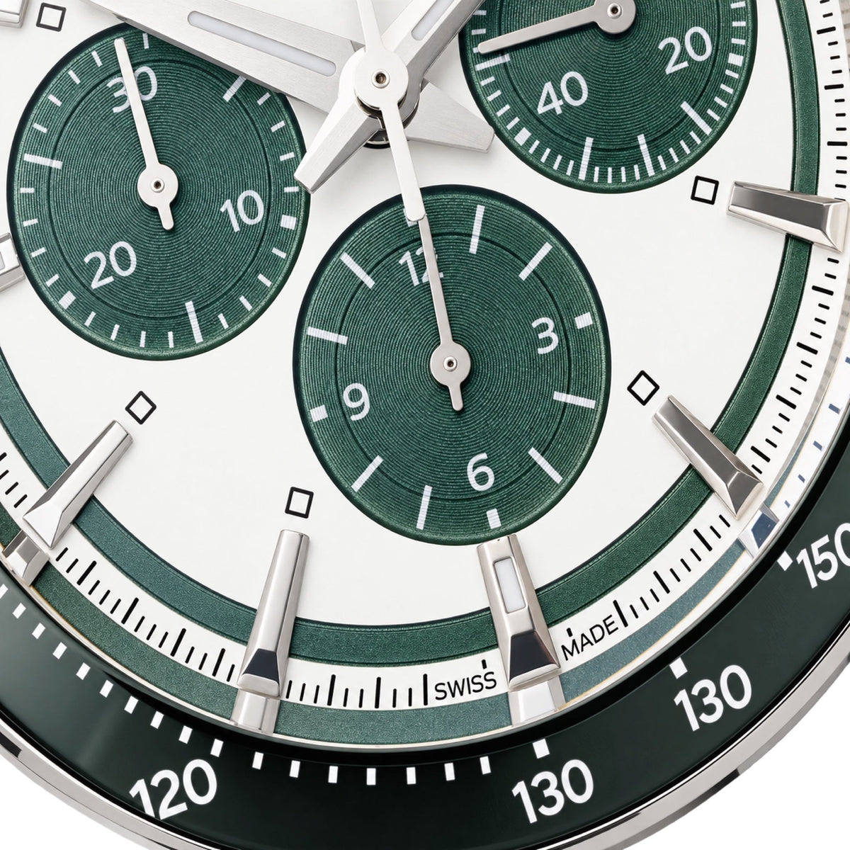 Longines Conquest Automatic Chronograph White Dial Green Bezel