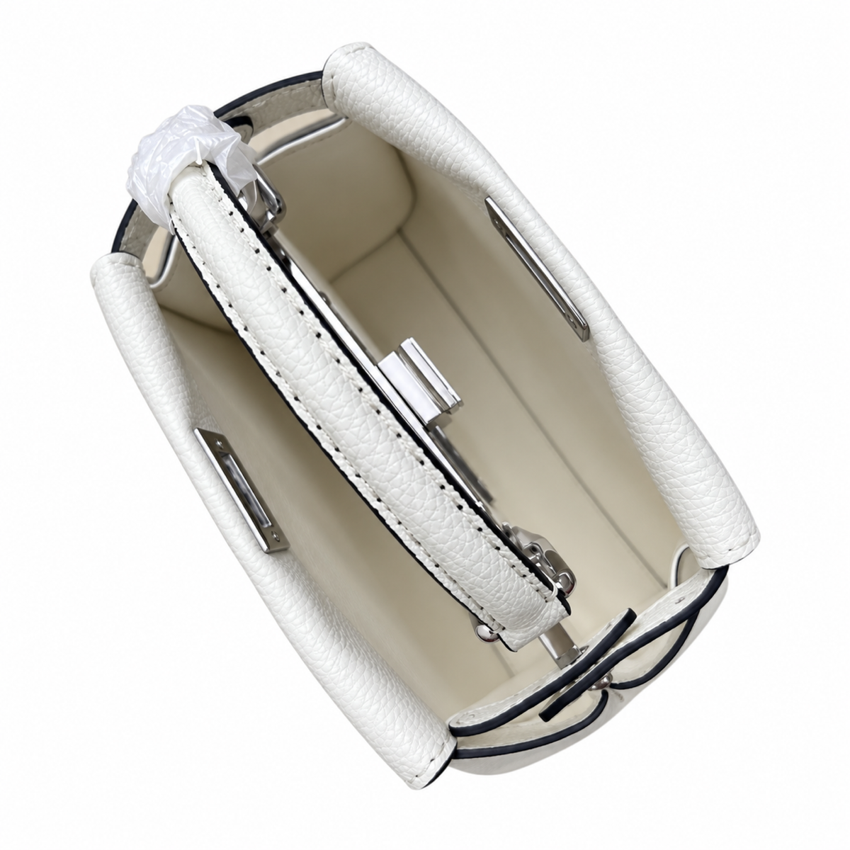 Fendi FF Structured Shoulder Bag – Jacquard Canvas & Leather Trim, Flap Closure, 23cm