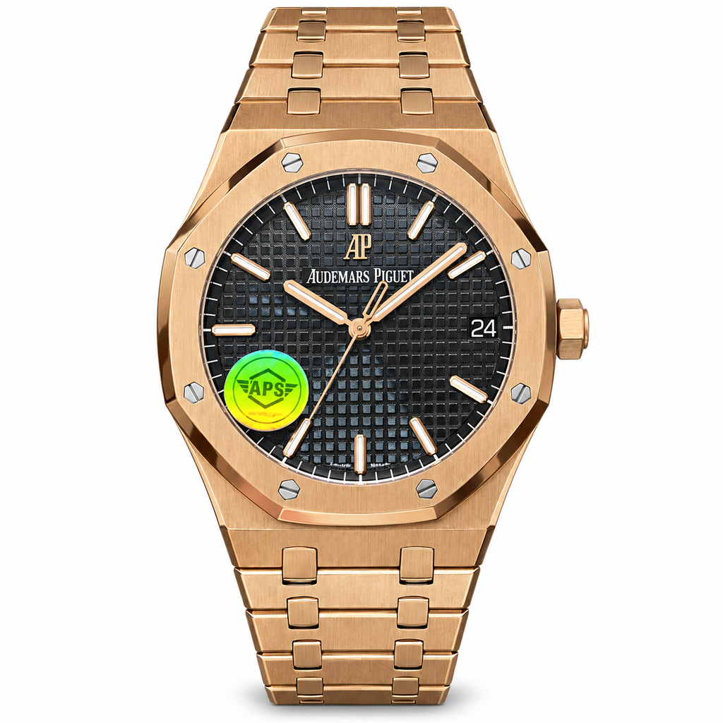 Audemars Piguet Royal Oak Automatic Date Rose Gold Black Dial