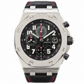 Audemars Piguet Royal Oak Offshore Chronograph Black Mega Tapisserie Dial Red Seconds Hand Leather Strap