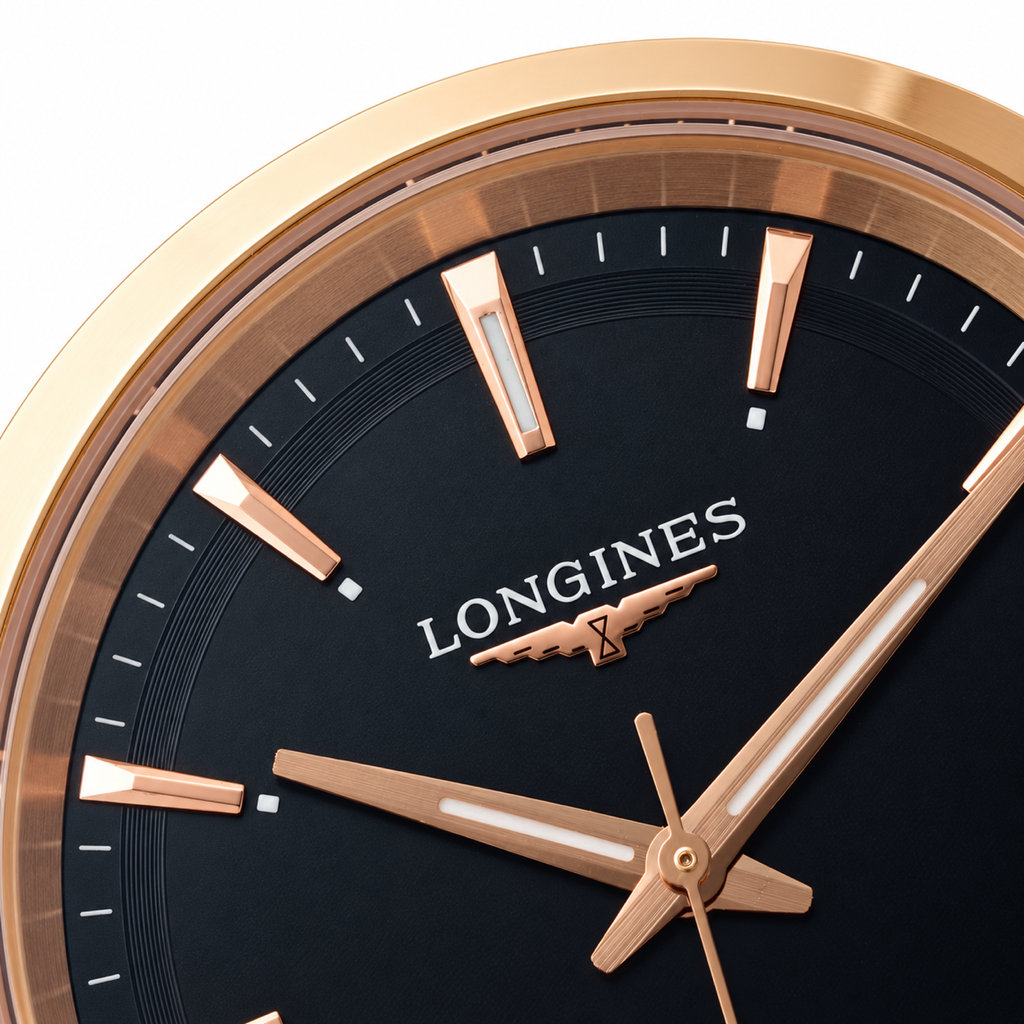 Longines Conquest Automatic Black Dial Rose Gold Bezel Two-Tone
