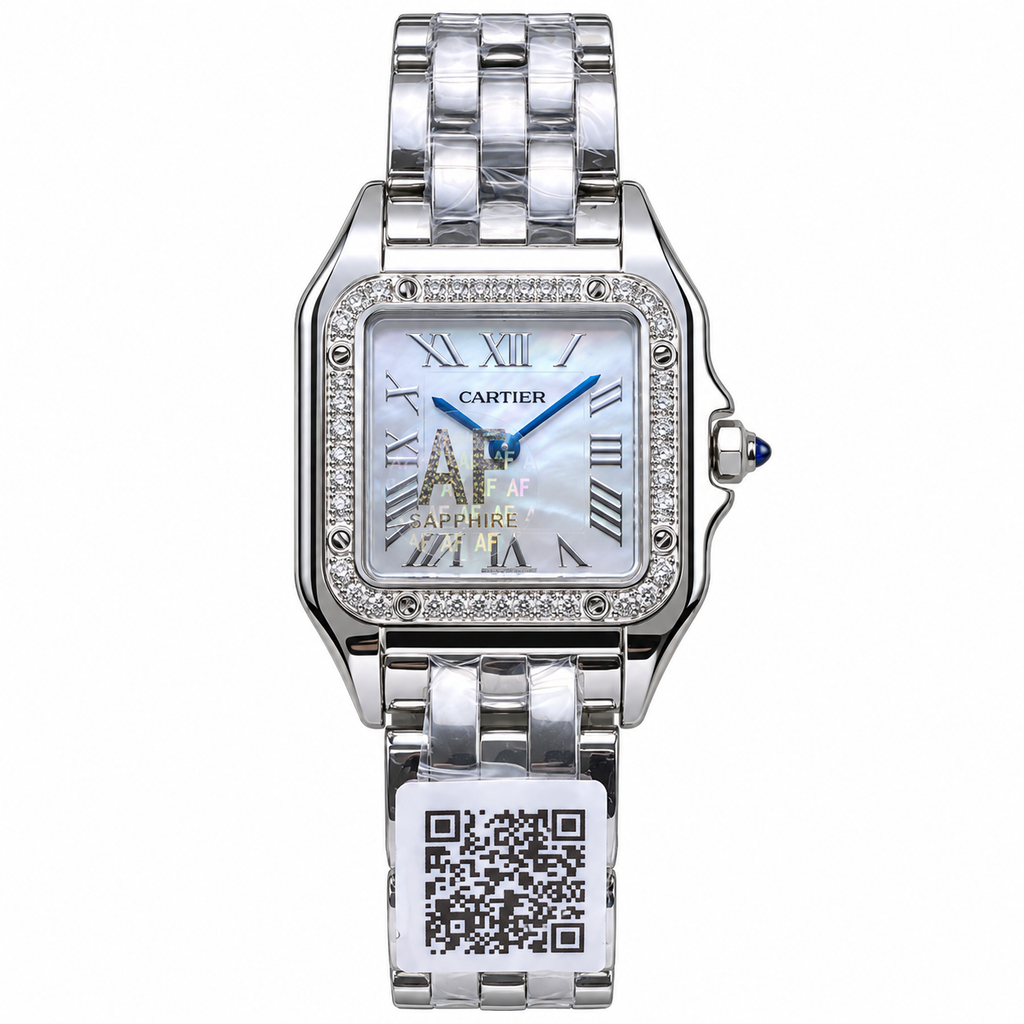 Cartier Panthère Steel Diamond Bezel Mother-of-Pearl Dial Bracelet Watch
