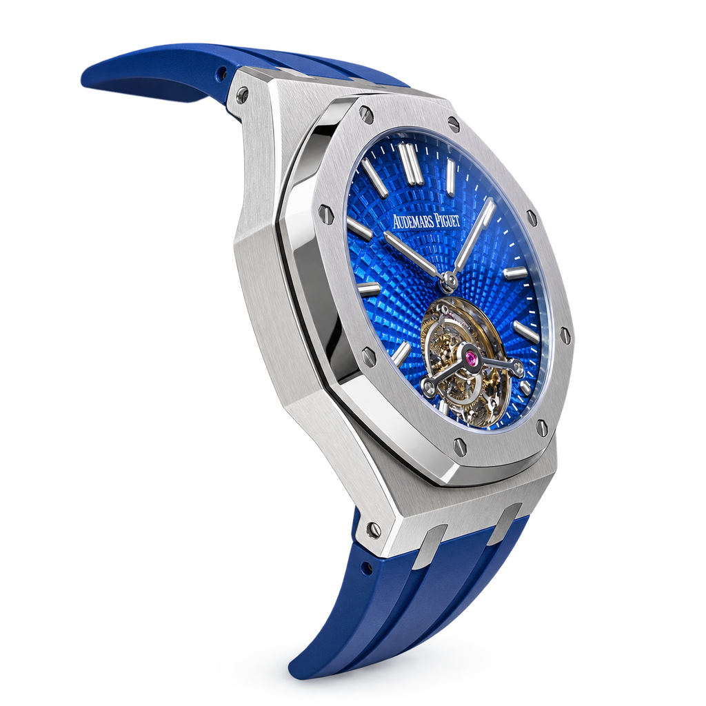 Audemars Piguet Royal Oak Tourbillon Steel Blue Dial Rubber