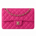 Chanel Classic Double Flap Bag Fuchsia Caviar Gold Hardware
