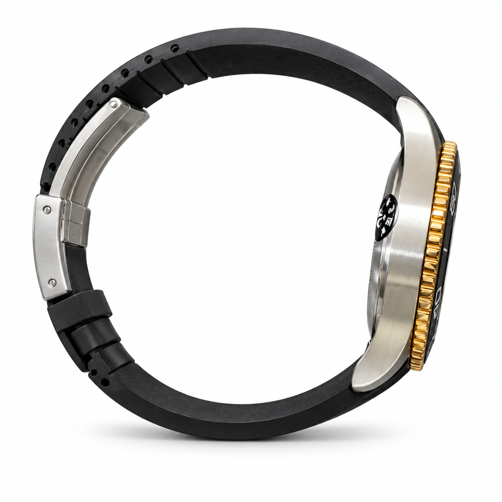 Longines HydroConquest – Black Dial Gold Bezel 300m Rubber Strap