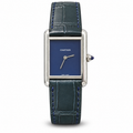 Cartier Tank Must Small Stainless Steel Blue Lacquer Dial Blue Alligator Strap Watch