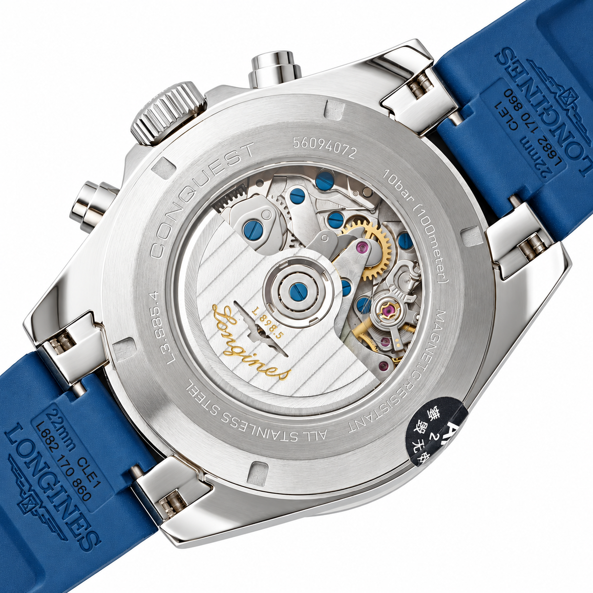 Longines Conquest Automatic Chronograph White Dial Blue Bezel