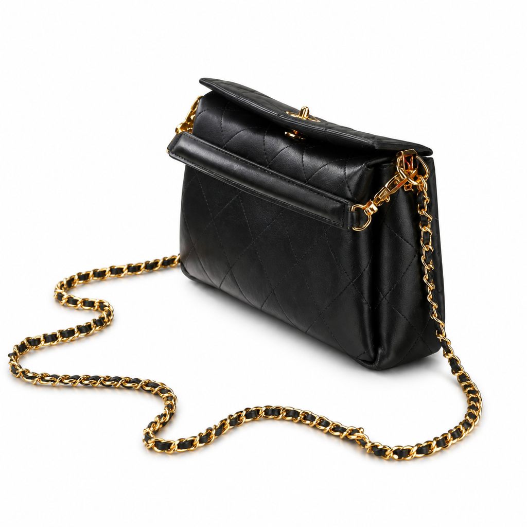 Chanel Black Quilted Lambskin Hobo Bag Gold CC Chain