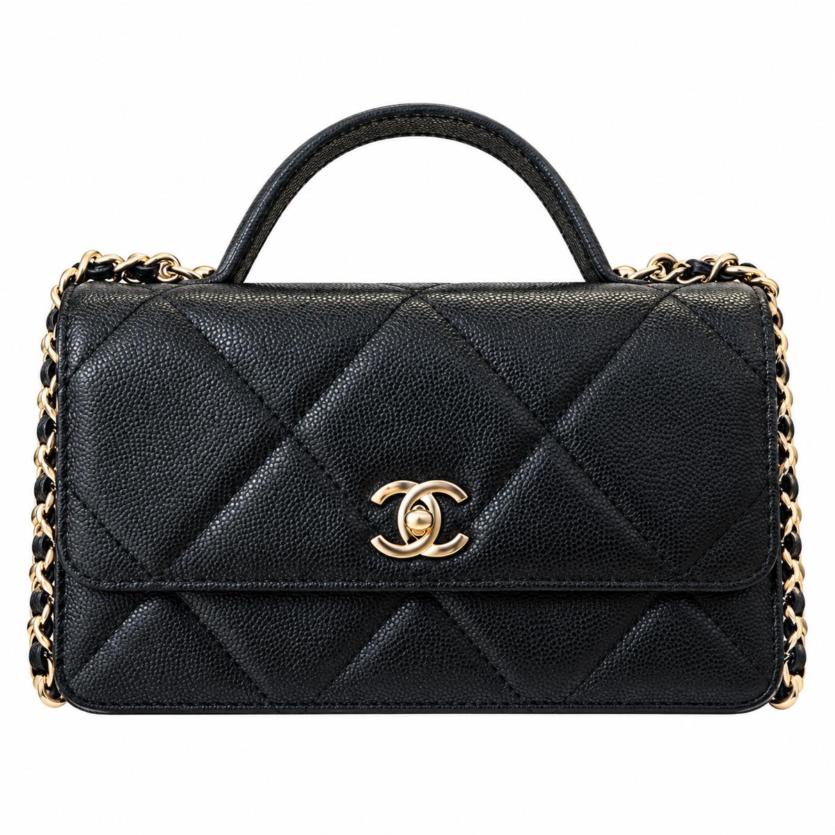 Chanel Trendy CC Quilted Caviar Top Handle WOC Black 19cm
