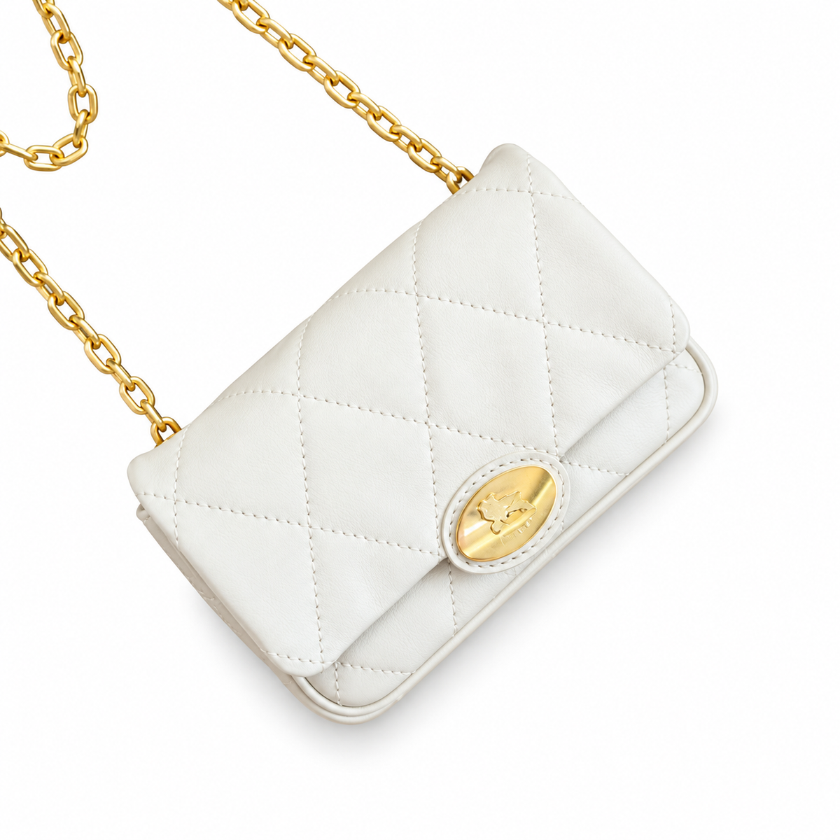 Burberry Ivory Quilted Chain Shoulder Bag